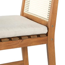 Merax Set of 4 Acacia Wood Outdoor Wicker Bar Stools with Cushion