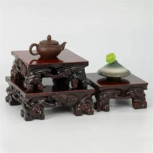 M3b6G8p1 bonsai pot stand Square Flower Potted Short Foot Base Wooden Ornaments(Large)