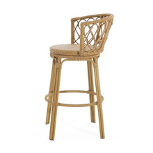 Christopher Knight Home Harrison 28.75"H Outdoor Barstools Set of 2, Rattan Bar Chair, Barrel Backrest Counter Stool, Country Style Bistro Stool, Patio Barstools for Gardern Orchard Yard, Light Brown