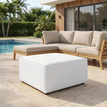 Outdoor Escape White Outdoor Patio Upholstered Sectional Sofa Ottoman for Comfortable Outdoor Seating and Durable Weather-Resistant Design