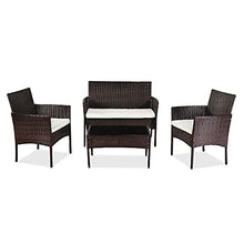 DUYHBAWRS Three Colors Patio Furniture Set Outdoor Living Room Balcony Rattan Four-Piece-Brown(E)