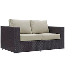 Modway Convene Wicker Rattan 5-Piece Outdoor Patio Furniture Set with Cushions in Espresso Beige