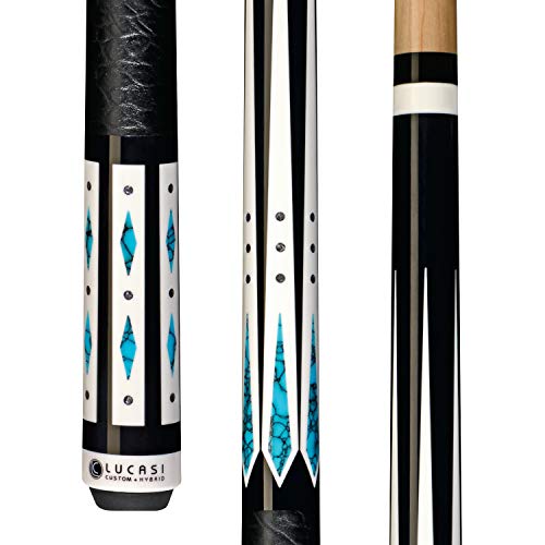 Lucasi Hybrid LHC98 Pool/Billiard Cue Stick Black/White Points/Turquoise/Silver
