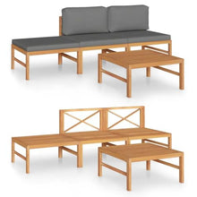 MNCVXAXG 4 Piece Teak Patio Lounge Set with Gray Cushions