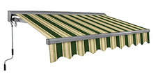 ADVANING Classic Series 13'X10' Manual Retractable Awning, 100% Acrylic UV+ Sun Shade Canopy, Green w/Beige Stripes, MA1310-A230H