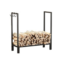 EliteBloom Firewood Rack Large Firewood Shelf Wrought Iron Log Holder Wooden Storage Rack Indoor Outdoor Timber Holder Heavy Duty Timber Storage Log Rack,
