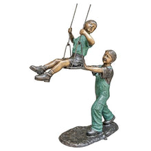 Design Toscano Swinging Children Cast Bronze Garden Statue 50 Inch Two Tone Bronze & Verdigris