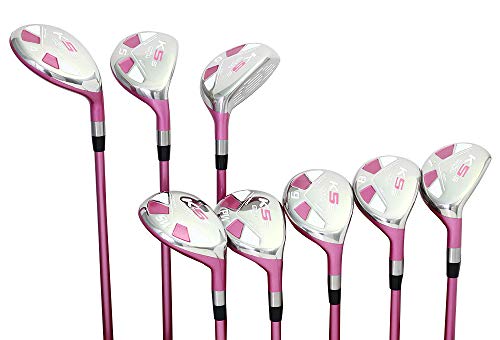 Majek Pink Senior Ladies Golf Hybrids Irons Set Ultra Light Weight Forgiving Fuchsia Woman - Pink
