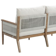 Nathan James Kayden Bohemian Wood Loveseat Sofa Light Brown Wood/Rope/Light Gray