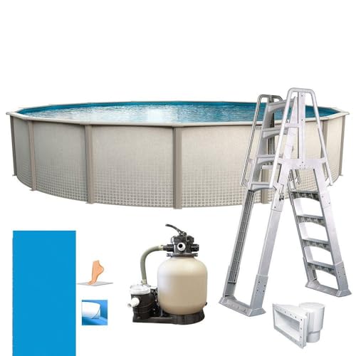 In The Swim 24' Round Above Ground Swimming Pool - Weekender Package - Featuring: Sand Filter, Pump System and A-Frame Ladder