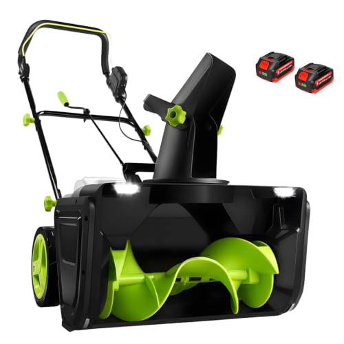 22" Electric Snow Removal Machine,Hand Push Snow Sweeper 2Batteries
