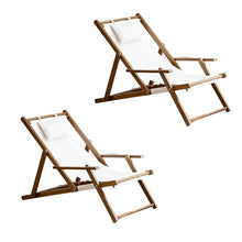 XL Union Patio Lounge Chairs Set of 2 Adjustable Outdoor Wooden Sling Chairs Foldable with Adjustable Height Easy to Carry for Patio and Indoor Use Brown Two