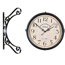 EHVYBDX Outdoor Garden Wall Clock, Wrought Iron Retro Double Sided Station Clock Garden Clock 360° Rotation Waterproof Outdoor Clock Decoration Outside Clock