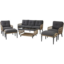 Hanover Sedona Outdoor 6-Piece Conversation Set Wicker Patio Furniture Charcoal/Tan