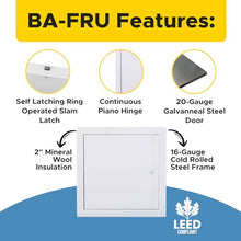 Best 24" x 24" Insulated Fire-Rated Upward Opening Ceiling Access Panel with Flange, LEED Compliant 20-Gauge Galvanneal Metal Access Door, 2" Mineral Wool Insulated Metal Access Panel, BA-FRU