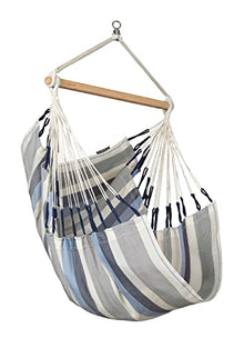 LA SIESTA® Medium Basic Domingo Hammock Chair & Steel Stand - Weatherproof, Hanging Hammock Chair with Stand - Indoor Outdoor Swinging Chair, Bedroom Porch Hammock Swing Chair with Stand - Sea Salt