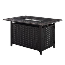 Fire Sense 63699 Albany Woven Aluminum Convertible Gas Fire Pit Table 45,000 BTU Multi-Functional Outdoor Firepit with Fire Bowl Lid Nylon Cover & Clear Fire Glass - Bronze Finish - Rectangular 44"