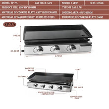LMYYDES LPG BBQ Plancha Stainless Steel 2/3/4 Burners Gas Grill Steak Frying Griddle Plancha Enamel Cooking Plate Outdoor Teppanyaki,670x414x190mm