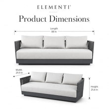 Outdoor Couch Elementi Capri Patio Sofa, 3 Seat Outdoor Furniture Sofa with Aluminum Rope Frame and Sunbrella Canvas Granite 5402 Cushions, Dark Gray, 88 x 29.9 x 25.6 in