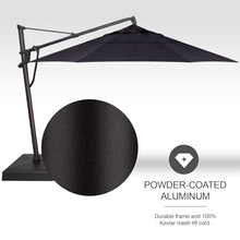 Treasure Garden AKZ PLUS Cantilever Umbrella 13' Octagonal Obravia Navy Canopy and Black Frame with Rolling Base