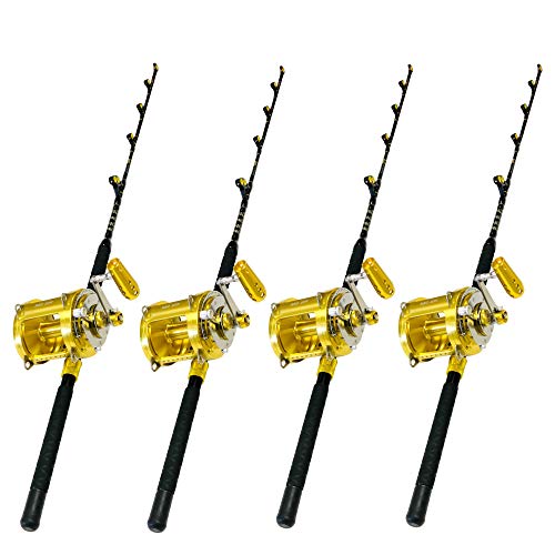 EAT MY TACKLE 80 Wide 2 Speed Fishing Reels on Blue Marlin Tournament Rods (4 Pack)