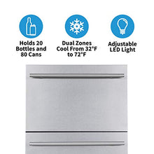 NewAir 24” Dual Zone Outdoor Wine & Beverage Fridge | Freestanding or Built-In Under counter Refrigerator for Outside Patio | Dual Drawer for 20 Wine Bottles & 80 Cans | Stainless Steel