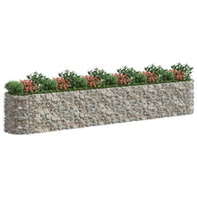 Gabion Raised Bed Galvanized Iron 236.2"x39.4"x39.4" with Self-Watering Ceramic Flower Pots in White and Black