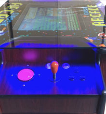 TOP US VIDEO ARCADES Full Size Commercial Grade Cocktail Arcade Machine 3515 Games 22” Screen Tempered Glass 2 Stools Included 5 Year Warranty Dark Wood