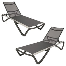 Furnish Theory Seabreeze Deck Patio Sunloungers Sun Loungers Lounge Chairs Outdoor Sling Chaise Lounges (Anthracite Frame & Anthracite Mesh; Set of 2)