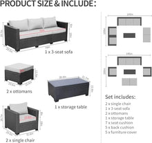 UOPYNE Patio Furniture Set 6 Piece Wicker Outdoor Furniture, Outdoor Sectional Sofa Conversation Set