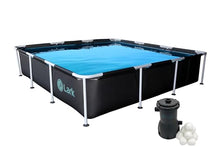 Lark 9 ft x 24 in Square Above Ground Pool with 530 GPH Filter Pump, Metal Frame Backyard Swimming Pool, Filter Ball Technology, Durable Steel Frame, Easy Setup Family Pool