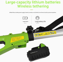Qiokoith Cordless Hedge Trimmer 20V Rechargeable Electric Shrub Trimmer with Battery and Charger, Lightweight Telescopic Design, 3-Speed ​​Adjustable Chain