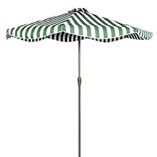 3WWWQMAA8 Striped Umbrella, 9ft Patio Umbrella for Outdoor Deck Pool Durable Green Parasol, Market Table Canopy with Waterproof Sun Shade Fabric