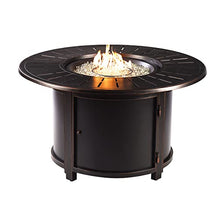 Oakland Living Black Aluminum Patio Fire Table Set with Four Club Chairs with Light Grey Cushions