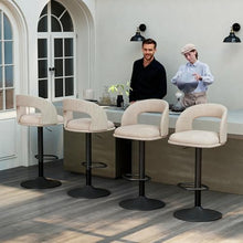 Furnimart Outdoor Bar Stools Set of 6 with Covers Waterproof, Adjustable Patio Stools with Hollow Back, Counter Height Swivel Chairs for Garden, Yard, All-Weather Textilene Fabric, PU Beige