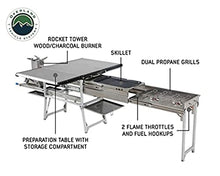 Overland Vehicle Systems Komodo Camp Kitchen - Dual Grill, Skillet, Folding Shelves, and Rocket Tower - Marine Grade Stainless Steel and Aircraft Grade Aluminum Construction