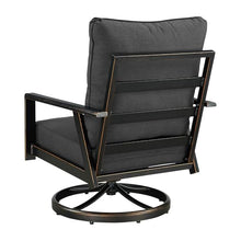 Oakland Living Pair of Black Aluminum Patio Deep Seating Swivel Rocker Club Chairs with Black Cushions