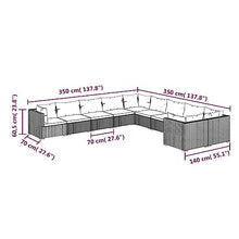 KLGBNCVE 10 Piece Modular Patio Lounge Set with Cushions, Black Poly Rattan Outdoor Seating with Powder-Coated Steel Frame