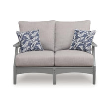 Covi Outdoor Loveseat w 2 Pillows, Foam Fill Nuvella Cushions, Gray 54 Inch
