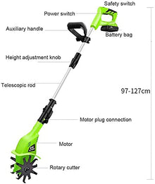JKSVTF Cordless Tiller, 20V Garden Tiller, Adjustable Electric Tiller, (Green)