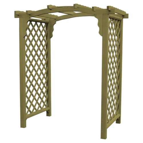 Keystone Amish Co. Newberry Pressure Treated Pine Garden Arbor, Heavy Duty Outdoor Archway Trellis, Amish Crafted, Made in USA, 4-Foot, Linden Leaf Stain