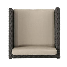 Benzara Outdoor Dining Chair Set of 2 Modern Iron Dark Brown Wicker Brown Beige