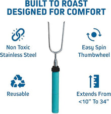 Jolly Green Products Rotating Marshmallow Roasting Sticks for Campfire & Bonfire | Extra Long Hot Dog & Smores Sticks for Fire Pit | Camping Smores Kit | Retractable Campfire Skewers | 100 Pack