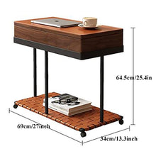 Modern Modern Side Table with Wheels, Mobile End Table with Rotatable Tray and Hidden Storage Basket, Side Table Nightstand with Storage Shelf, for Sofa Kitchen Living Room and Bedroom Simple