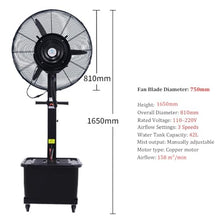 Wrhnkf Commercial Indoor Outdoor Mist Fan with 42L/11Gal Water Tank, High Velocity Industrial Misting Fan, 60° Oscillation & 3 Speed Setting, for Cooling Patio, Barn, Greenhouse(75cm/29.5in)