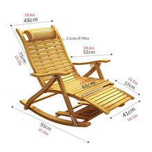 MHJKHG Foldable Rocking Chair, Bamboo Rocker Chair, Massage Footrest, Outdoor Breathable Recliner, Comfort Armchair, Adjustable Backrest Leisure Chair, for Garden Patio Park，Natural One Size