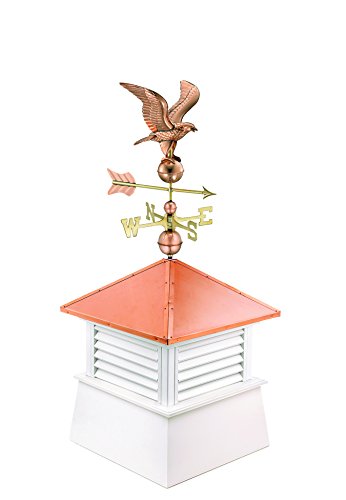 Good Directions Manchester Vinyl Cupola with Eagle Weathervane, 30” Square x 68” High, Copper Roof
