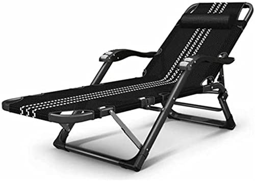 Recliner Folding Recliner Household Garden Chair Multifunctional Office backrest Beach Portable Weightless Recliner can be Adjusted Freely (Color : 1) (Black and White Strip)