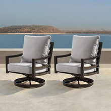 Oakland Living Aluminum Outdoor Swivel Club Finish with Thick Grey Polyester Cushions (Set of 2) Deep Seating Rocking Chairs, Antique Copper (AZHUDSON-2CHAIR-AC)