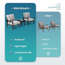 Pellebant 3-Piece Patio Conversation Set with Sunbrella Cushion Aluminum Bistro Set Milano Char